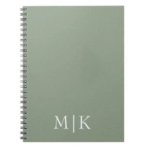 Sage Green und White Modernes Monogramm Notizblock