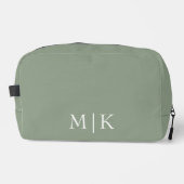 Sage Green und White | Modernes Monogramm Waschbeutel (Vorderseite)