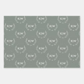 Sage Green und White | Monogram für moderne Initia Geschenkpapier Set (Vorderseite)