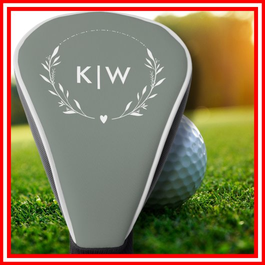 Sage Green und White | Monogram für moderne Initia Golf Headcover