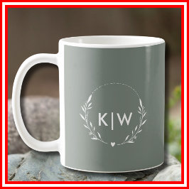Sage Green und White | Monogram für moderne Initia Kaffeetasse