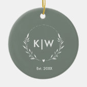 Sage Green und White | Monogram für moderne Initia Keramik Ornament (Vorne)