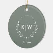 Sage Green und White | Monogram für moderne Initia Keramik Ornament (Links)