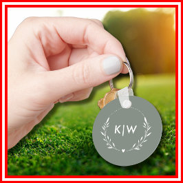 Sage Green und White | Monogram für moderne Initia Schlüsselanhänger