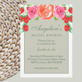 Sage Green und White Peach Peony Bridal Brunch Einladung