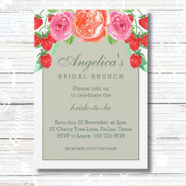 Sage Green und White Peach Peony Bridal Brunch Einladung