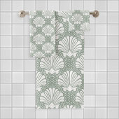 Sage Green und White Seashell Coastal Badhandtuch Set