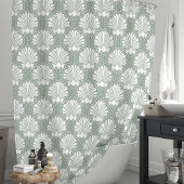 Sage Green und White Seashell Coastal Duschvorhang