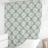 Sage Green und White Seashell Coastal Duschvorhang