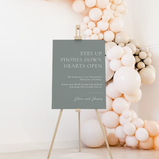 Sage Green Unplugding Wedding Zeremony Sign Poster