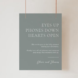 Sage Green Unplugding Wedding Zeremony Sign Poster