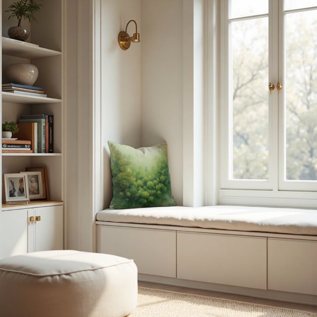 Sage Green Veil Moss Abstrakt - Bio modern Kissen (Cozy Pillow. Nature-inspired texture for organic, modern comfort.)