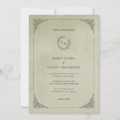 Sage Green Velvet Laurel Wreath Minimalist Wedding Einladung (Vorderseite)