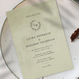 Sage Green Velvet Textur Minimalistische Hochzeit Einladung