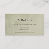 Sage Green Velvet Texture Elegante Company Visitenkarte (Rückseite)