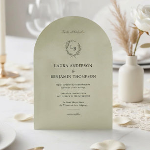 Sage Green Velvet Texture Minimalistisch Arch Wedd Einladung
