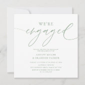 Sage Green Verlobung Foto Square Einladung (Vorderseite)