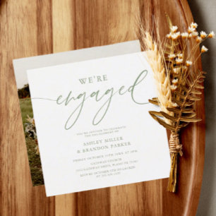 Sage Green Verlobung Foto Square Einladung