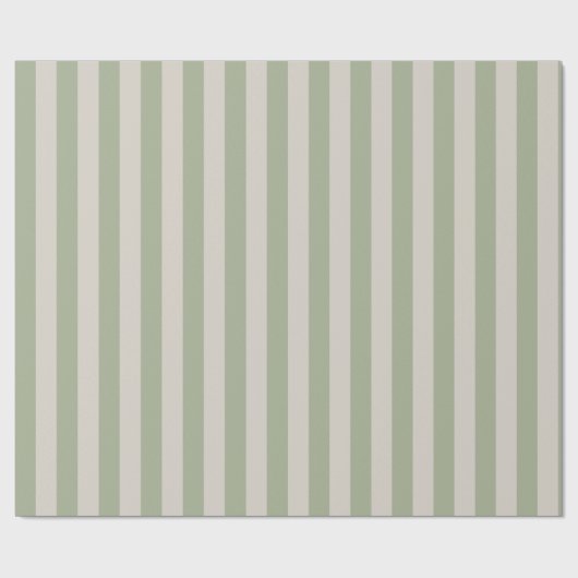 Sage Green Vertical Stripe Pattern Geschenkpapier (Flach)