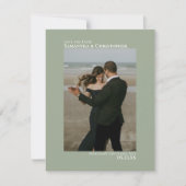 Sage Green Vertikal Foto Minimalistisch Hochzeit Save The Date (Vorderseite)