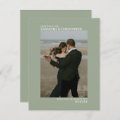 Sage Green Vertikal Foto Minimalistisch Hochzeit Save The Date (Vorne/Hinten)