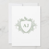 Sage green Victorian French classic floral wedding Einladung (Rückseite)