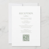 Sage Green Victorian QR Code All in One Wedding  Einladung (Rückseite)