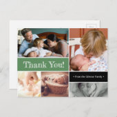 Sage green Vielen Dank Einführung in das zweite Ba Ankündigungspostkarte (Vorne/Hinten)