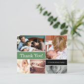 Sage green Vielen Dank Einführung in das zweite Ba Ankündigungspostkarte (Stehend Vorderseite)