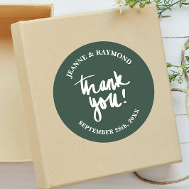 Sage Green Vielen Dank Kalligraphie Wedding Gefall Runder Aufkleber