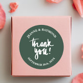 Sage Green Vielen Dank Kalligraphie Wedding Gefall Runder Aufkleber