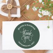 Sage Green Vielen Dank Kalligraphie Wedding Gefall Runder Aufkleber