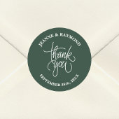 Sage Green Vielen Dank Kalligraphie Wedding Gefall Runder Aufkleber
