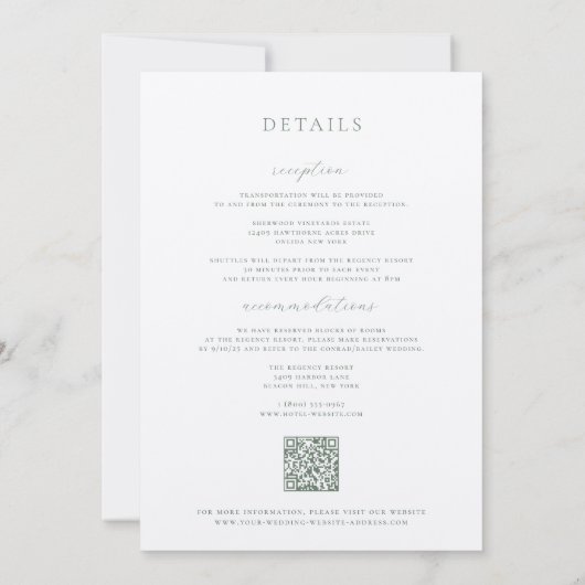 Sage Green Viktorianisch Frame Wedding Einladung (Rückseite)