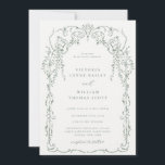 Sage Green Viktorianisch Frame Wedding Einladung<br><div class="desc">Eleganter Viktorianischer Inspirierter Rahmen,  Hochzeitseinladung. Template Features,  trendy Weise Typografie mit Details Vorlage auf der Rückseite.</div>