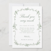 Sage Green Viktorianisch French Floral Wedding Fot Dankeskarte (Vorderseite)