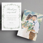 Sage Green Viktorianisch French Floral Wedding Fot Dankeskarte