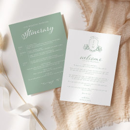 Sage Green Viktorianisches Wappen Willkommen/Reise Einladung