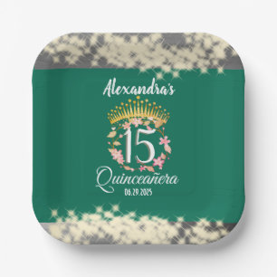 Sage Green Vintag Boho Quinceañera Spanish Gefalle Pappteller