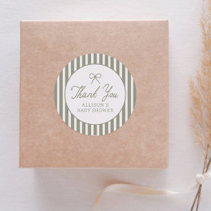 Sage Green Vintag Bow Baby Dusche Danke Runder Aufkleber