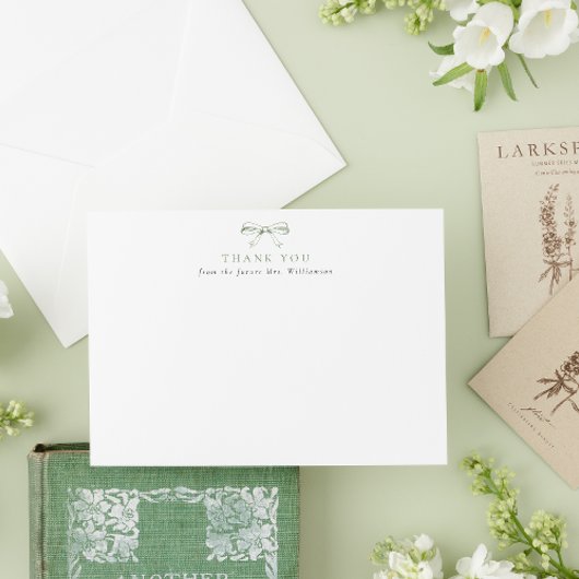 Sage Green Vintag Bow Future Frau Brautparty Dankeskarte