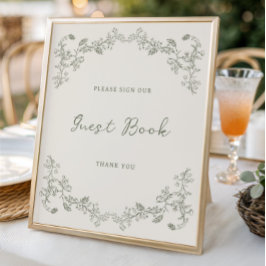 Sage Green Vintag Chinoiserie Gästebuchposter Poster