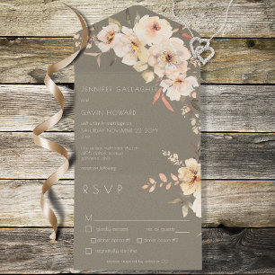 Sage Green Vintag Creme Floral Dinner All In One Einladung