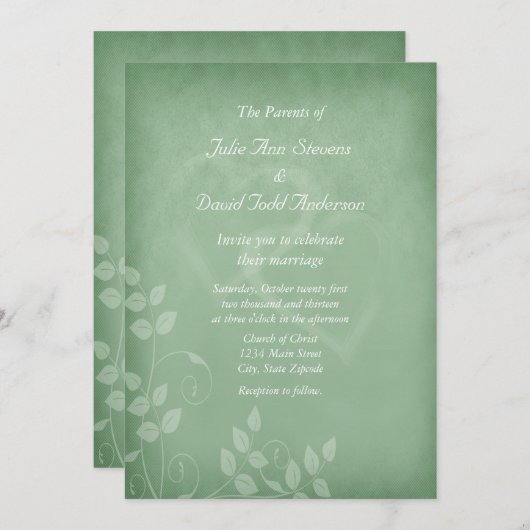 Sage Green Vintag Einladung (Vorne/Hinten)