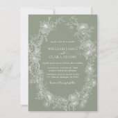 Sage Green Vintag Floral Botanical Wedding Einladung (Vorderseite)