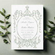 Sage Green Vintag Floral Frame Wedding