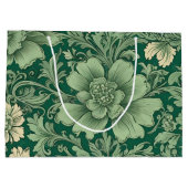 Sage Green Vintag Floral Muster Große Geschenktüte (Rückseite)