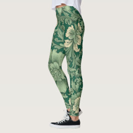 Sage Green Vintag Floral Muster Leggings