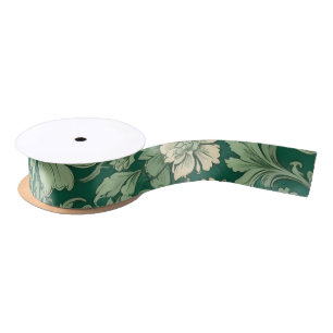 Sage Green Vintag Floral Muster Satinband