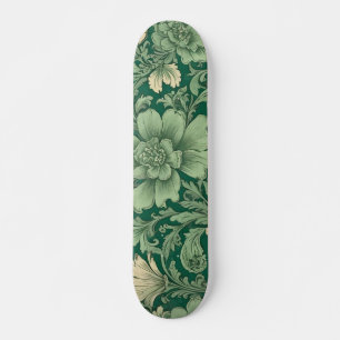 Sage Green Vintag Floral Muster Skateboard